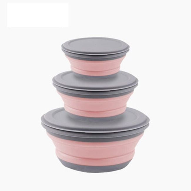 3pcs/set Portable Silicone Folding Bowl Salad Dish Food Bowl For