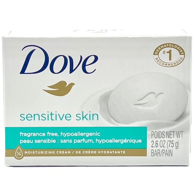 Dove Sensitive Skin, Bar Soap, Fragrance Free