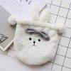 moin moin Makeup Pouch, Case, Small Item, Drawstring Bag, Rabbit Face, Ribbon, Pompon, Fluffy - pink