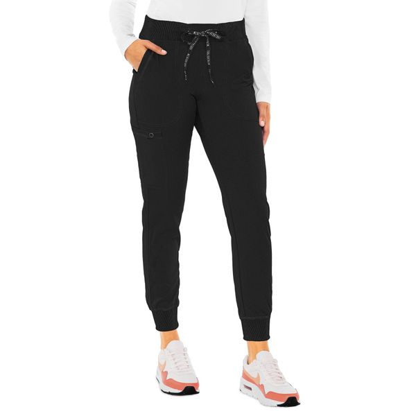 Med Couture Women's Touch CollectionYoga Jogger Jenny Scrub Pant, Black, Large Petite