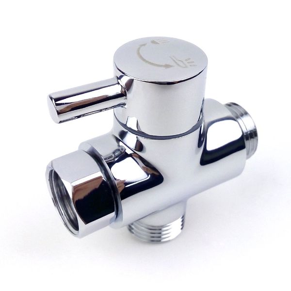 Brass Shower Arm Diverter Valve for Hand Held Showerhead and Fixed Spray Head,G 1/2 3-Way Bathroom Universal Shower System Replacement Part(Polished Chrome)