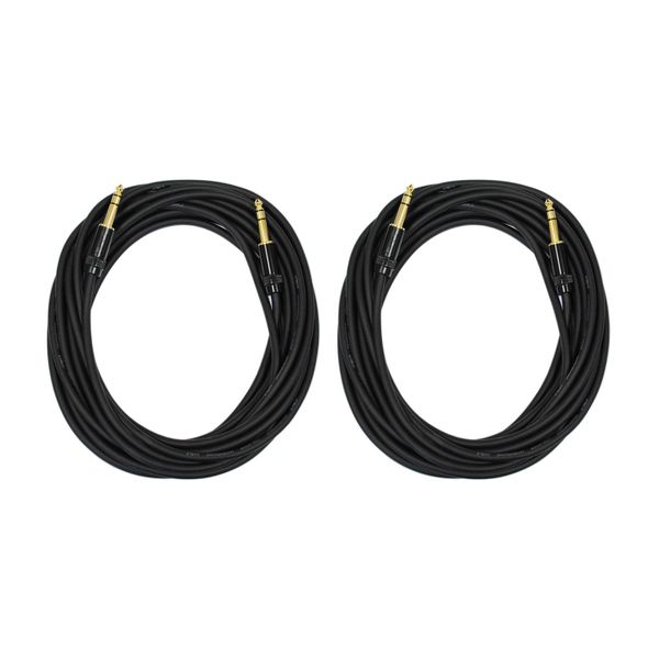 Audio 2000s E08125P2 1/4" TRS to 1/4" TRS 25Ft Audio Cable (2 Pack)