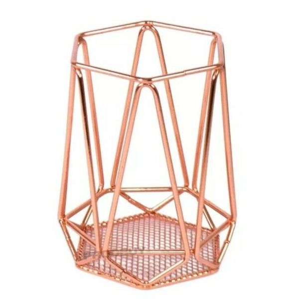 Geometric Copper Shade Cutlery Utensil Holder Kitchen Storage Pot Caddy NEW Deco