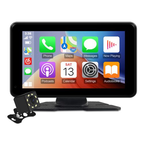 7" HD Portable Wireless Carplay for Car Stereo Touch Screen with Apple Carplay & Android Auto Car Tablet with Backup Camera/Mirror Link/Voice Control/Bluetooth/GPS for All Vehicles