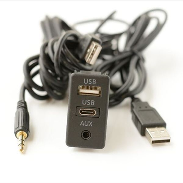 USB Extension Cable Adapter Car Dash Flush Mount AUX Dual USB Port Panel 150CM