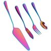loopki Stainless Steel Flatware Serving Set, Rainbow Silverware Includes Coffee Spoon, Cake Fork, Butter Knife, Cake Server