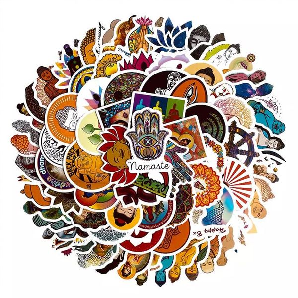 100 Pcs Buddhist Buddha Stickers Waterproof Waterproof Stickers Assorted Car