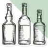 Small 100mm 'Three Bottles' Clear Static Window Cling Sticker/Decal (Black) (WC00111717)