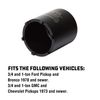 Powerbuilt Spindle Socket, 6 Outer Black, 6 Lug, Remove Spindle Nuts, 2-5 Inch Outer, Ford Chevy GMC Bronco Trucks - 648475