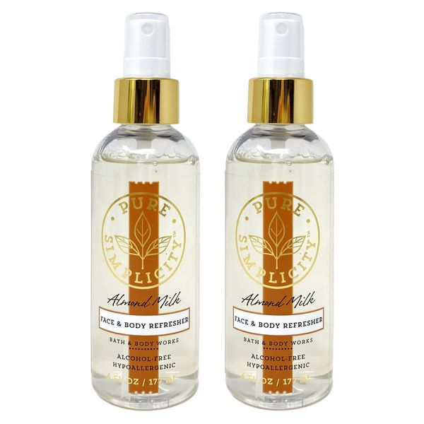 Bath and Body Work Pure Simplicity Almond Milk Face & Body Refresher Set of 2-6 fl oz / 177 mL each