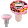 Snackteller mit Deckel für Stan-ley Cup 40oz,Wiederverwendbare Silikon Snackschale mit 4 Fächern (Rosa)