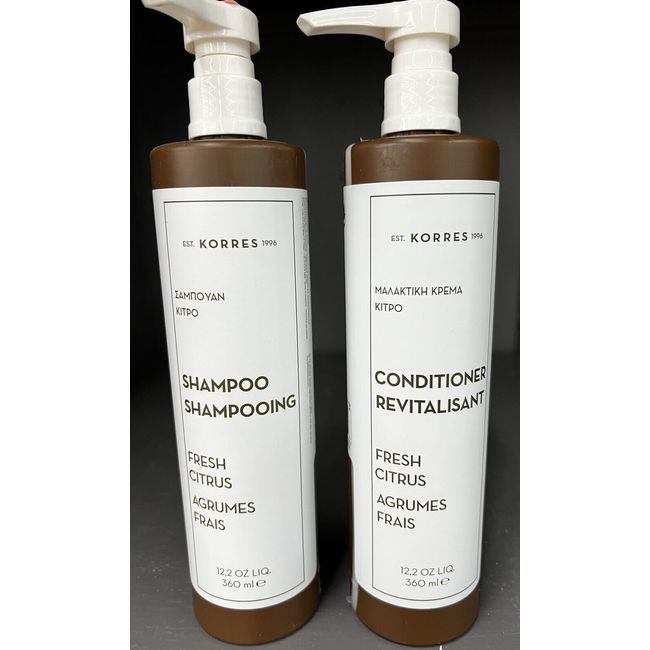 2 Bottles Korres Fresh Citrus SHAMPOO & CONDITIONER Gilbert & Soames 12.2oz