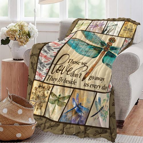 Dragonfly Print Blanket Dragonflies Memorial Throw Blankets Gifts for Couch Sofa Bed Stuff Decor Lightweight Soft Cozy Fleece Plush Warm Flannel Bedding for Lover Men Women Teen Adults 40"x50"