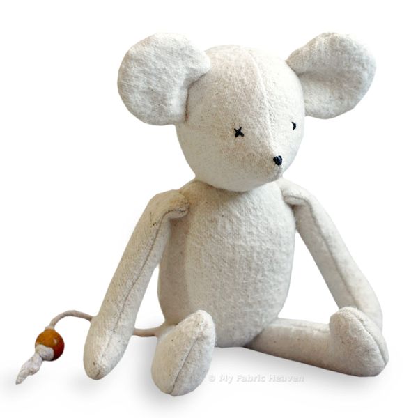 Huggable Mouse Sewing Pattern. Neutral Nursery Baby Keepsake, Handmade Stuffed Animal Soft Toy & Easy Photo Tutorial Instructions. Free Post by MY FABRIC HEAVEN