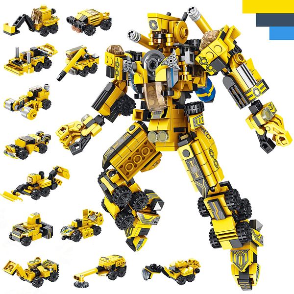 LUKAT Robot STEM Building Toys for 6 Year Old Boys, 573 pcs Construction Toy Engineering Building Bricks Construction Vehicles Kit Best Gift for Kids Age 6 7 8 9 10 11 Year Old 1