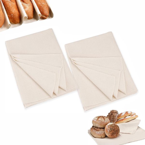 LSRVNM Bakers Cloth Professional Proofing Cloth, 2 Pcs Bread Fermented Cloth, Natural Cotton Bakers Couche Linen Cloth for Baguette Bread Loaf Dough, 75 x 45 cm