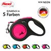 flexi® Neon M Strap 5 m Black Neon Pink Strap Reflective Side Panel Roll Lead for Dogs up to 25 kg