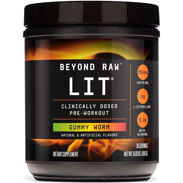 LIT | Clinically Dosed Pre-Workout Powder | Contains Caffeine, L-Citrulline, ...