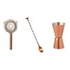 Epicurean 3 Piece Bar Set Double Jigger, Strainer, Long Spoon, Copper Pated
