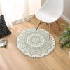 Uphome Small Round Rug 2’ Boho Beige and Grey Bathroom Rug with Pom Poms Fringe Washable Mandala Circle Shower Mat Soft Non-Slip Cute Circular Throw Rug for Sink Powder Room Kids Room Nursery
