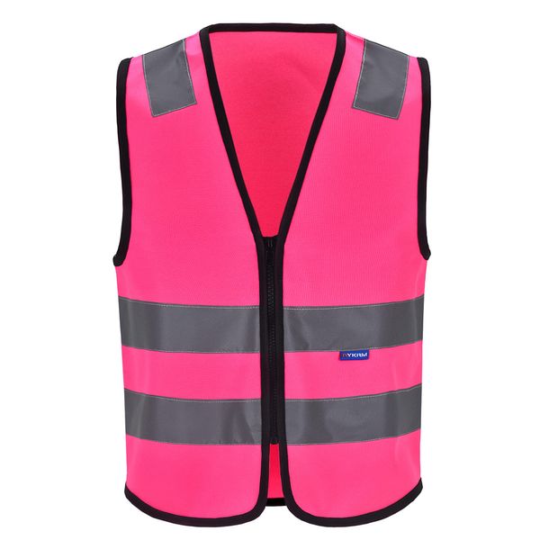 5 colors Adult High Visibility Hi Viz Vest Waistcoat hi vis horse riding vests with zip(XXS-XXL) (S, PINK)