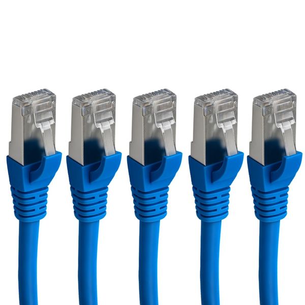 Cablix S/FTP Cat 6A Shielded Patch Cord with Boot, 3ft, Blue – High-Performance Ethernet Cable for Secure Networking (5 Pack, Blue, 7 ft)