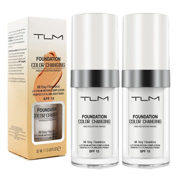 YEUGSCKA Color Changing Foundation, 2 Pack, Liquid, Moisturizing, Sunscreen, 30ml