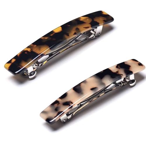 FMYODWU Pack of 2 Women's Hair Clips, French Hair Clips, Vintage Hair Accessories, Hair Clips, Automatic Tortoiseshell Hair Clips, Thick Hair Clips, French Vintage Hair Clips
