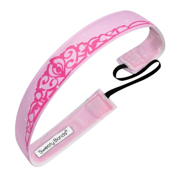 Sweaty Bands Womens Girls Headband - Non-Slip Velvet-Lined Princess Hairband - Crown Me Pink