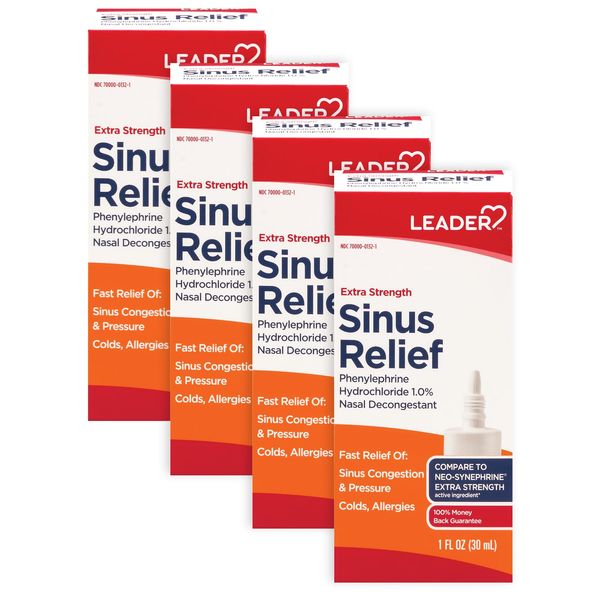 Leader Extra Strength Sinus Relief, 1oz. Per Bottle (Pack of 4)