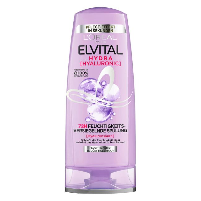 L'Oréal Paris Elvital feuchtigkeitsspendende Spülung für glänzendes Haar, Conditioner mit Hyaluron für einen Feuchtigkeitsboost, Hydra Hyaluronic, 250 ml