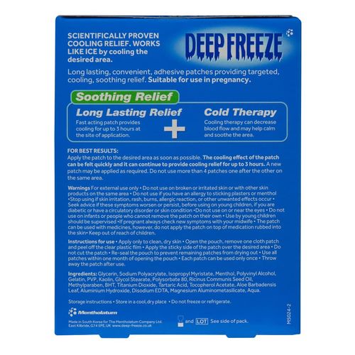 Mentholatum Deep Freeze - Cold Patch, Non-Medicinal, Long Lasting, Fast Cooling (Pack of 4 Patches)