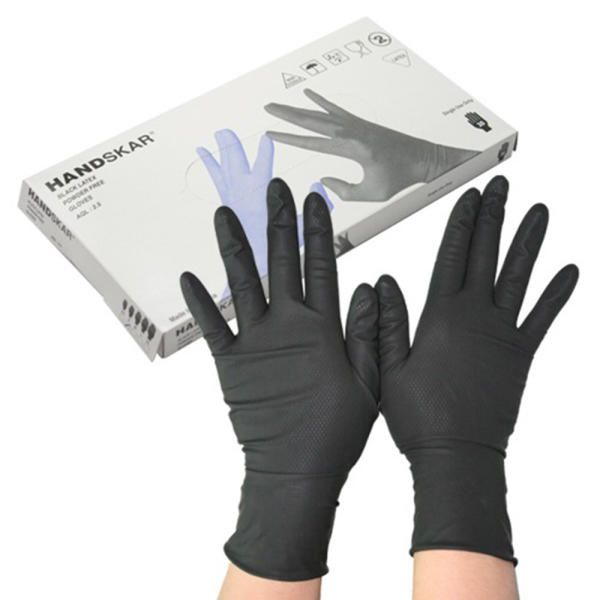 Handscar Black Latex Gloves Double-Sided Beauty Gloves 20 Pieces M (Medium)