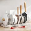 Expandable Pot and Pan Organizer Rack for Cabinet with 10 Adjustable Compartment