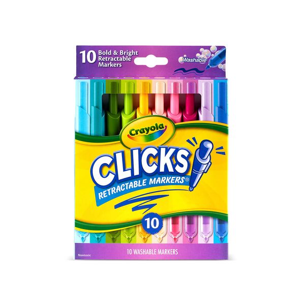 Crayola Clicks Retractable Markers (10ct), Washable Markers for Kids, Click Markers, School Supplies for Kids, Gifts, Ages 5+