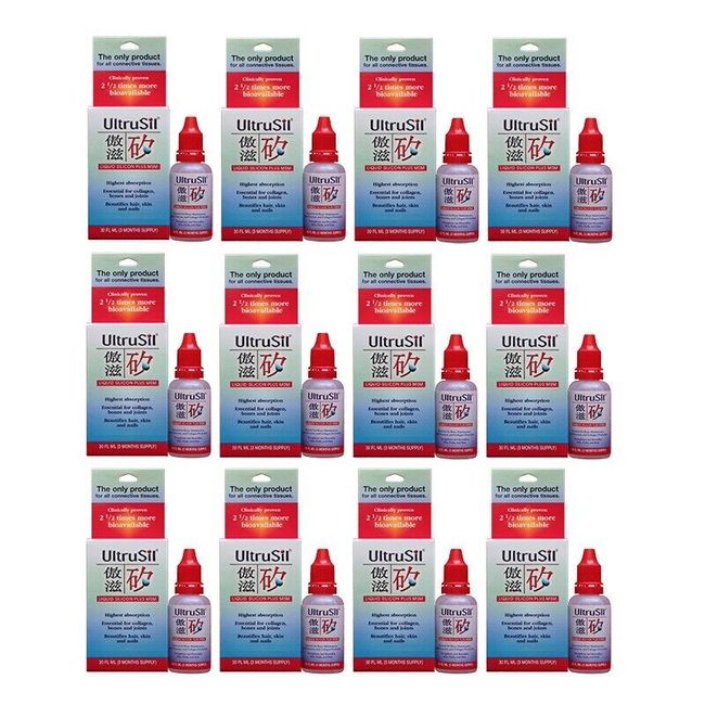 12 BOTTLEs UltruSil 30ml Liquid Silicon Plus MSM Supplement by Auspicious Group