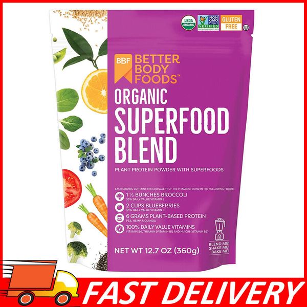 BetterBody Foods Organic Superfood Powder w/ Protein, Vitamins C, E, & B12