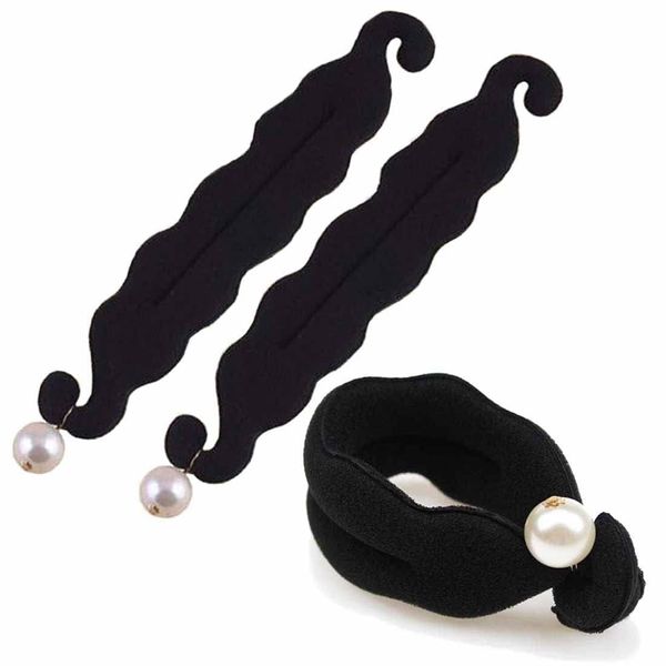 Hair Bun Maker, 2Pcs, Pearl Hair Bun Maker, Lazy Hair Curler Bun Clips, Magic Bun, Twist Curler Donut Tools, Hair Bun Maker Tool, Twister Hairstyle Styling Tool Accessories, for Girls Women Gift