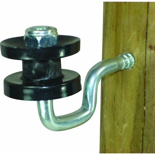 Field Guardian Wood Post Screw-in Corner Polyrope Insulator, Black