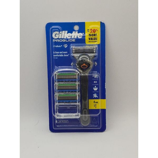 NIB Gillette ProGlide Razor for Men Handle 4 Blade Refills, Comfortable Shave