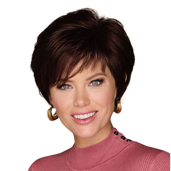 Gabor Simply Classic Short Boy Cut Layered Wig by Hairuwear, Average Cap, GL4-8 Dark Chocolate