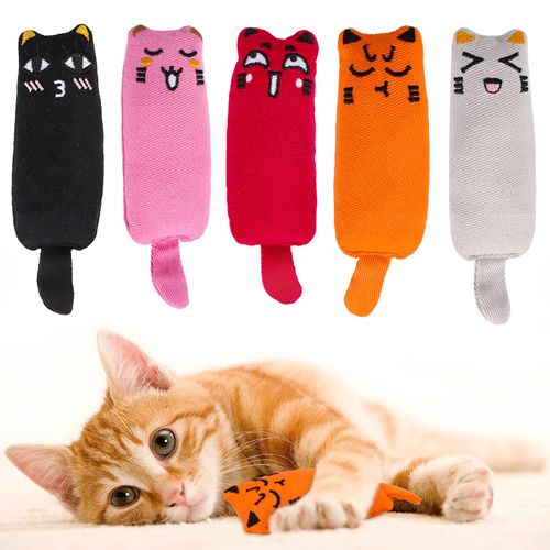 SUPRROW Catnip Toy, 5 PCS Catnip Toys for Cats, Cat Chew Toy, Cat Treat Toy, For Catnip Pillow Pet Cute Cat Nip Chewing Cleaning Toys Cat Presents
