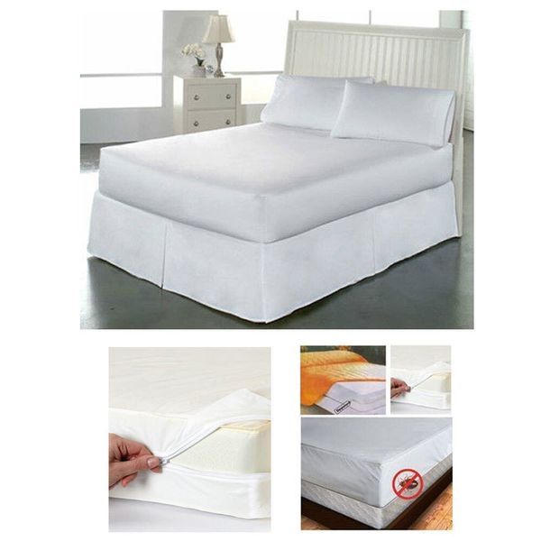 Fabric Zippered King Size Mattress Cover Bed Dust Mite Bug Protector Waterproof