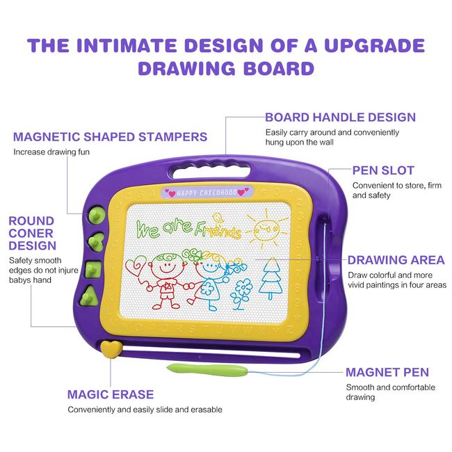 Kids Magnetic Drawing Board Large Doodle Sketch Pad Erasable Toddler Girls  Toys
