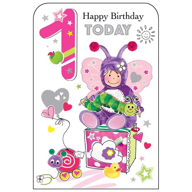 Jonny Javelin Biglietto Auguri 4 Anni Per Bambina - Con Annaffiatoio E Retino - Finiture Laminate E Glitter