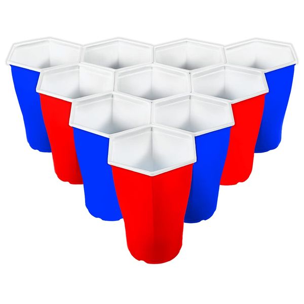 HEXCUP - Reusable Party Pong Cup Set by PartyPong - 22 Reusable Cups, 3 Balls, & Plastic Game Card