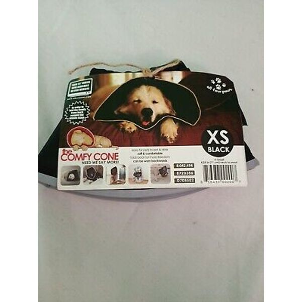 The Original Comfy Cone Soft Pet Recovery Collar XS Small dogs and cats BLACK