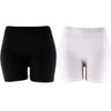 MOPAS Basic Solid Biker Short Spandex Yoga Leggings (12 Inch, White & Black)