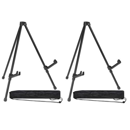 PATIKIL 2Set Tabletop Easel Stand for Display, 14in Table Top Easel Stand Small Portable Tripod Aluminum for Signs Poster Art Painting Decor Picture Wedding, Black