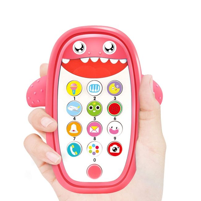 Baby Musical Toys,Baby Shark Phone Toys with Light and Sound, Teething Phone Toy for Babies - Play and Learn for Children and Toddlers… (RED)